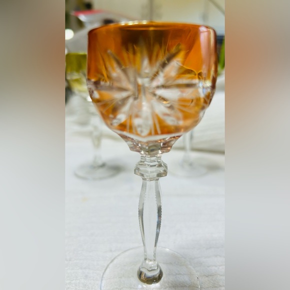 Vintage cut glass Crystal cordial goblets. Set of 5.look at photos closely. - Picture 3 of 8